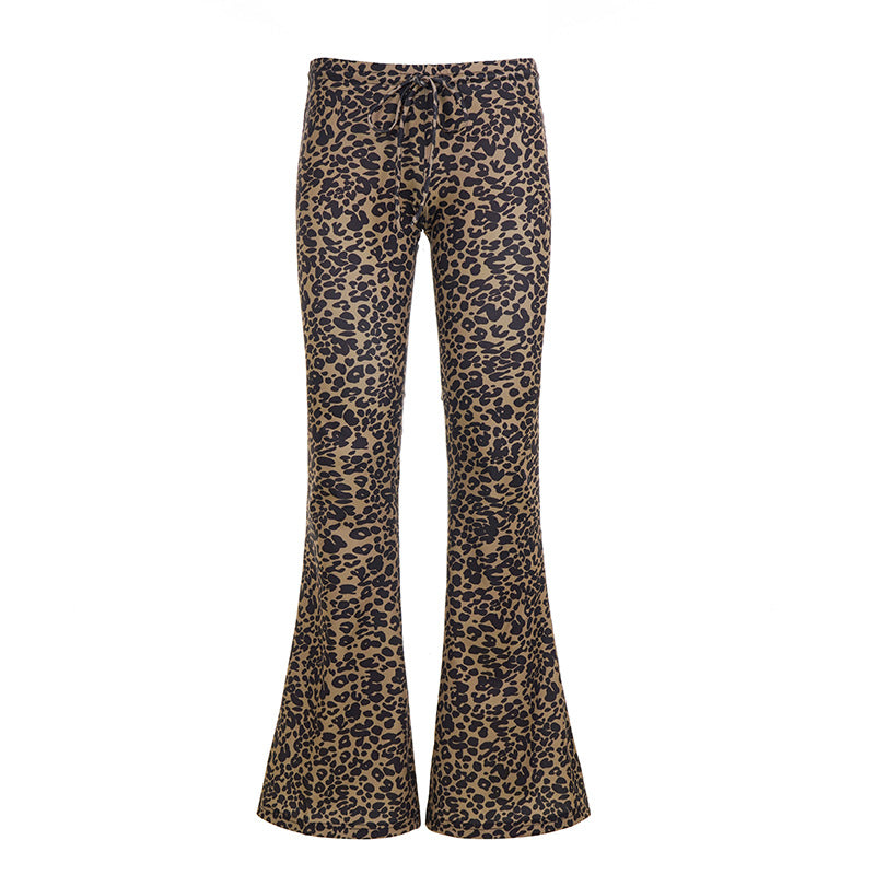 Dame modische Flared-Leggings i leopardmønster Skovae