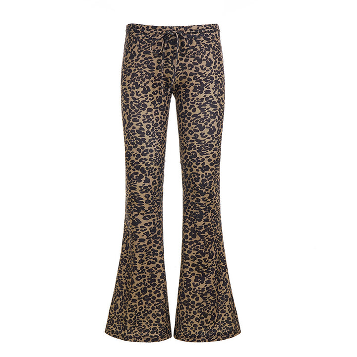 Dame modische Flared-Leggings i leopardmønster Skovae