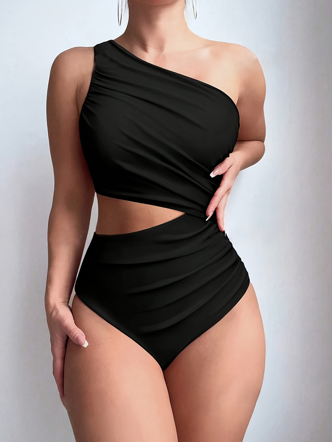Dame En-sidet Badedragt med elegant Drapering Skovae