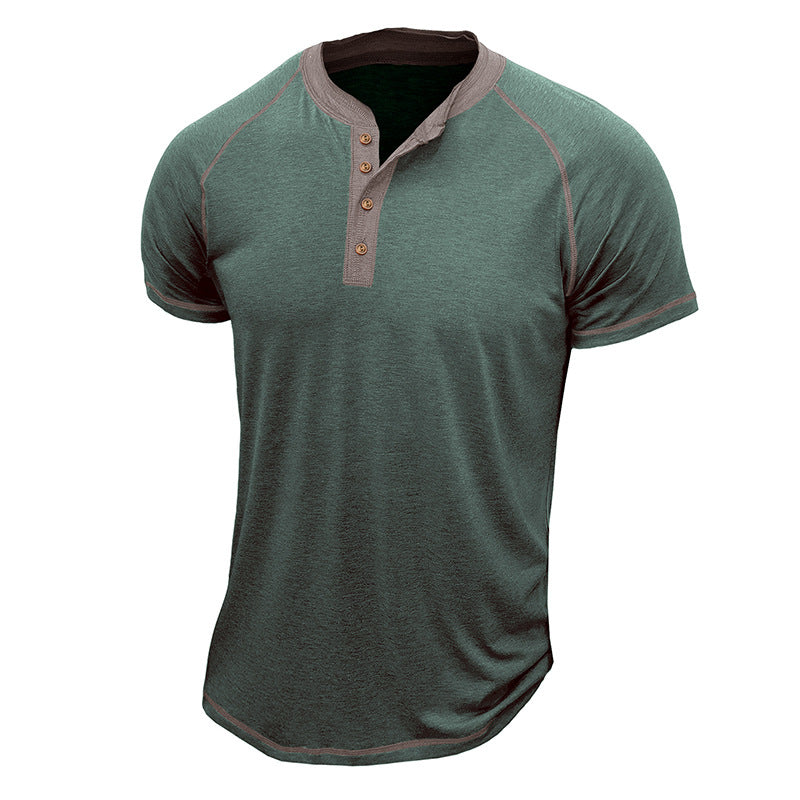 Herrer Kortærmet Henley-T-shirt med kontrastdetaljer og slidstærkt stof Stilla