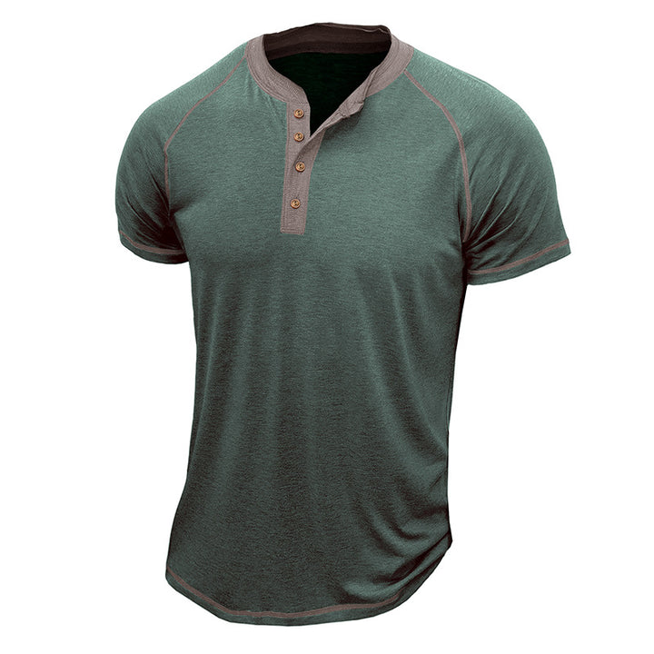 Herrer Kortærmet Henley-T-shirt med kontrastdetaljer og slidstærkt stof Stilla