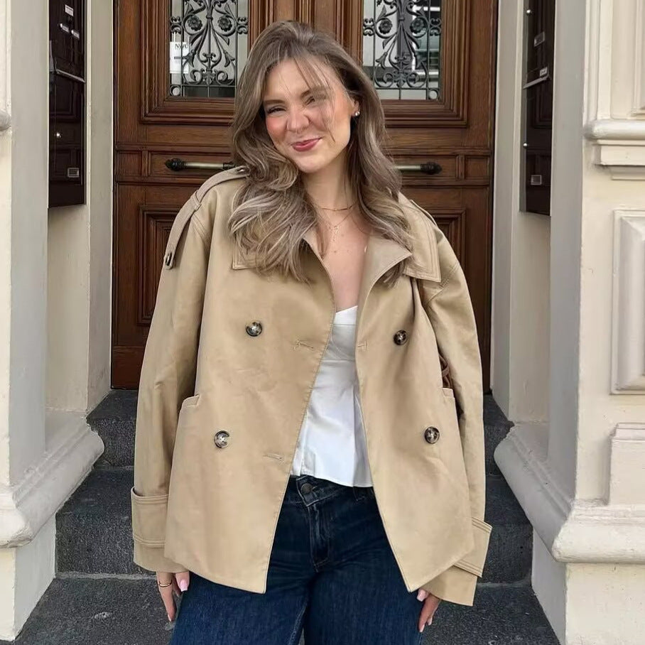 Damer mode kort trench coat jakke Stilla