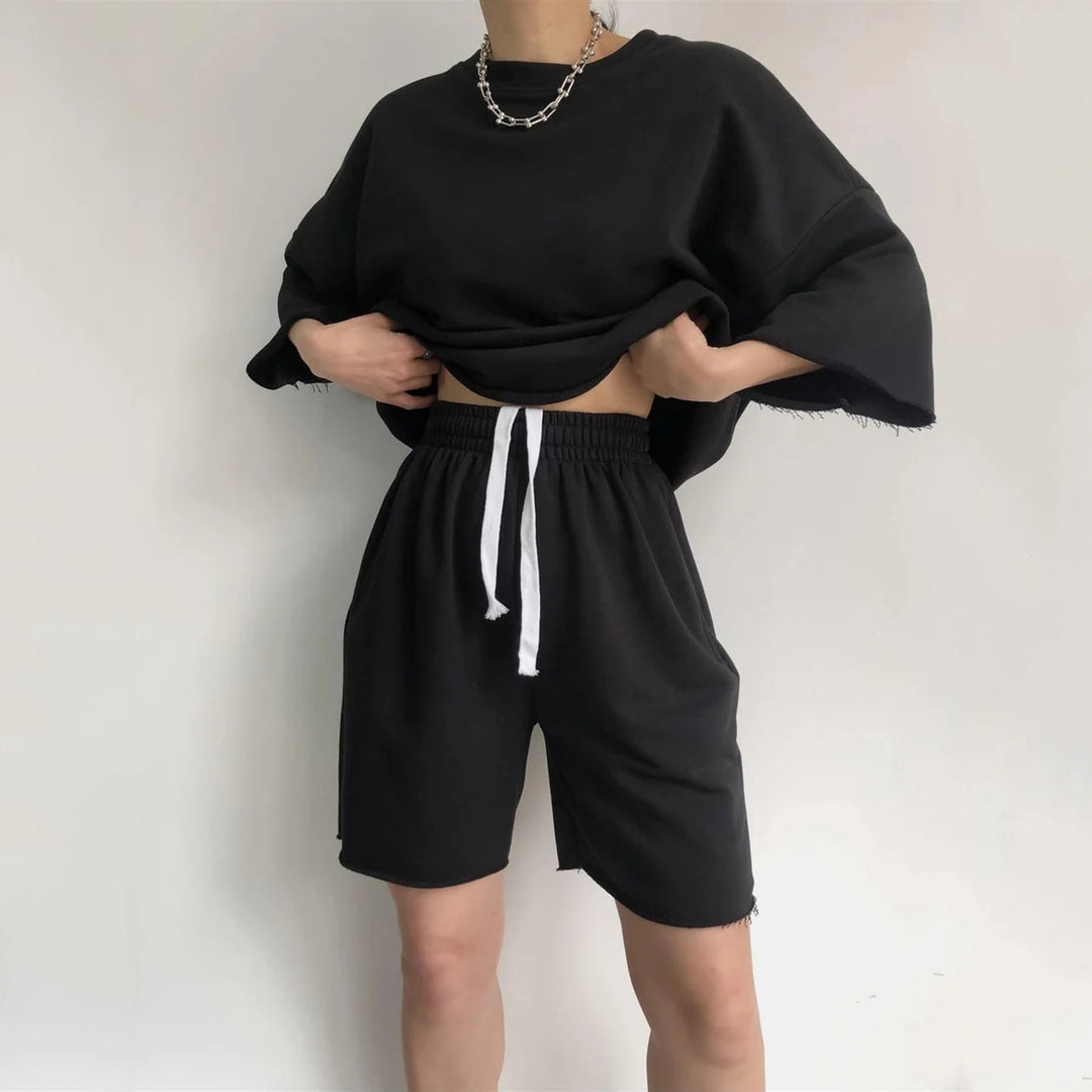 Kvinders casual sæt med kortærmet top og shorts Skovae