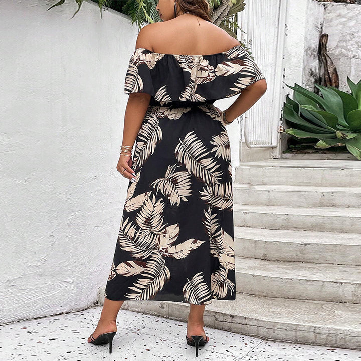Dame Off-Shoulder Maxikjole med floralsk print og sidelængdeslids Stilla