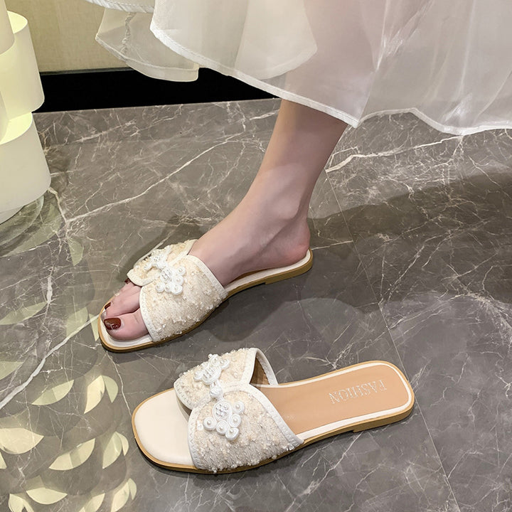 Dame mode slippers med glitrende applikationer Stilla