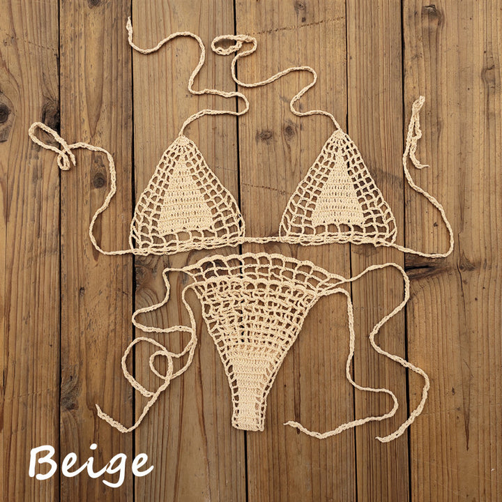Dame Håndcrochet Bikini-sæt med unikt design og bindedetaljer Stilla