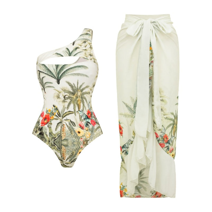 Dame One-sided badeanstik med raffineret cut-out og blomsterdesign Skovae