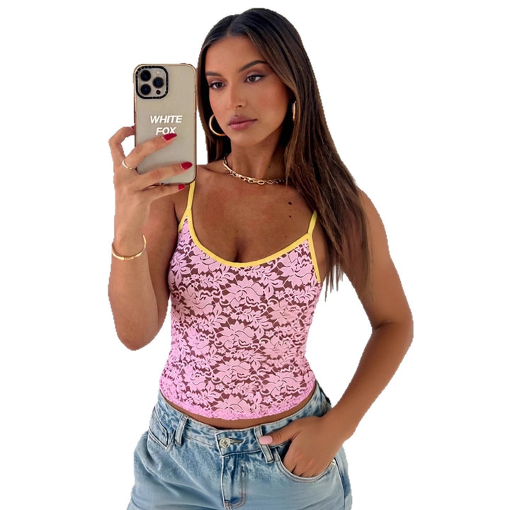 Dame blonde-crop-top med kontrasterende kant Skovae