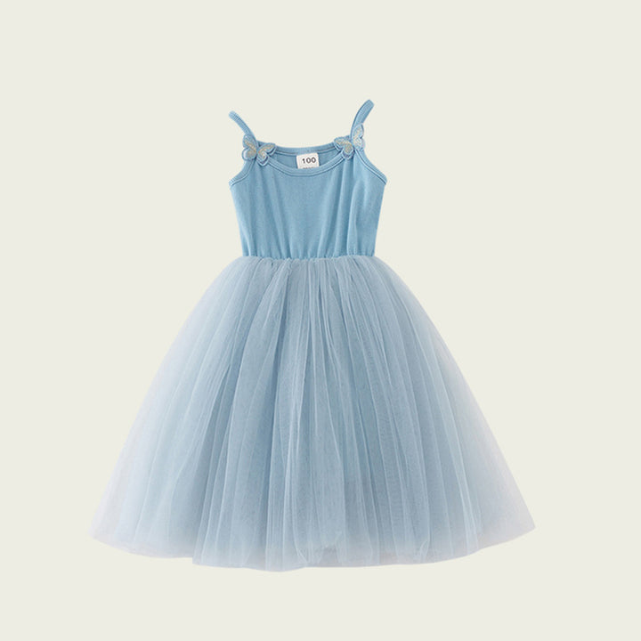 Pige Elegantly Designet Tyll-Festkjole med Dekorative Sommerfugle-Stropper Stilla