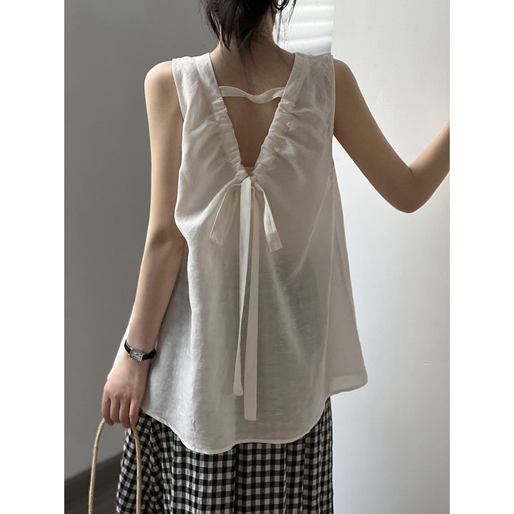 Dame ærmeløs overdel lavet af kvalitetslinned med afslappet snit Stilla