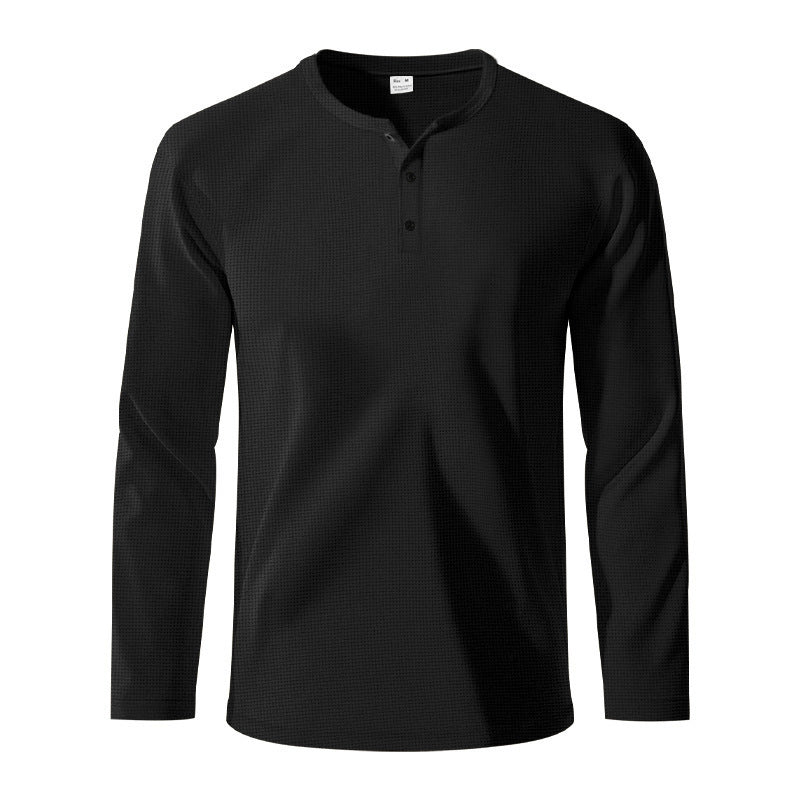 Herrer Langærmet Henley T-shirt i åndbart materiale med struktureret overflade Stilla