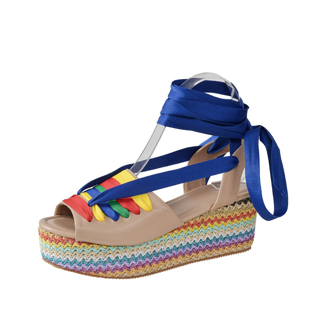 Dame plateau sandaler med farverige remme Stilla