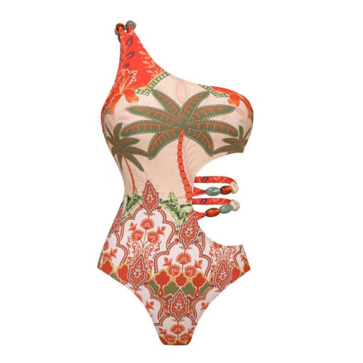 Dame én-delet badedragt med fashionable cut-outs og elegant omslagsskjørt Stilla