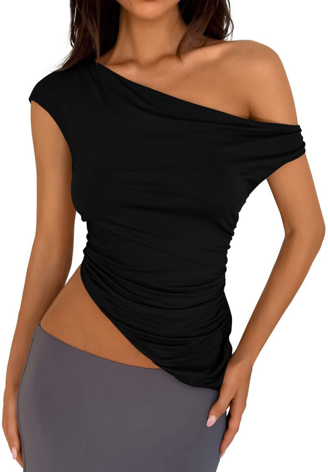 Dame Asymmetrisk Top med figurformende snit Stilla