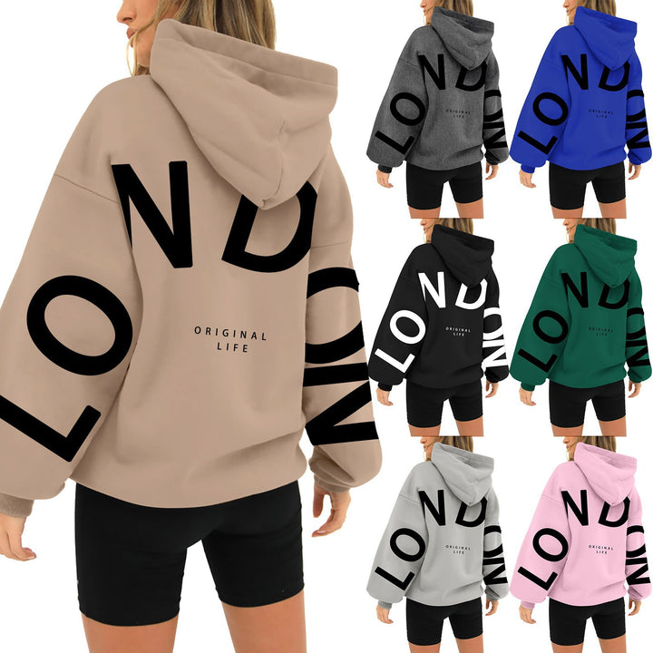 Kvinders oversized hoodie med trendy London print Skovae