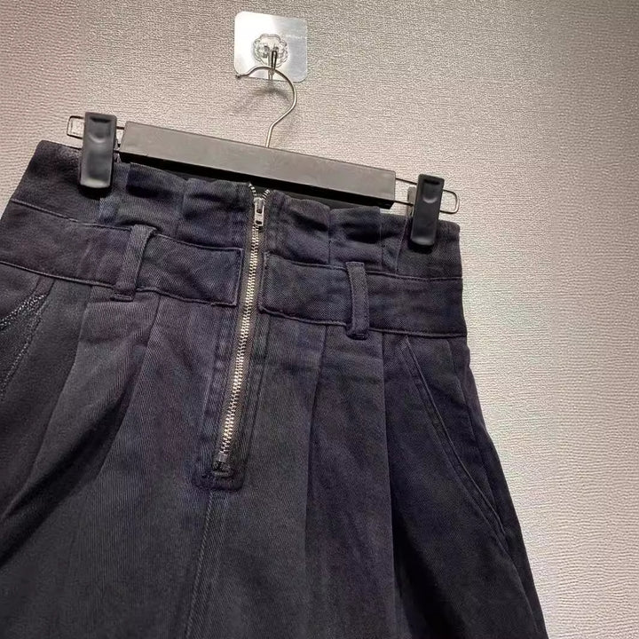 Dame High-Waist Shorts med usædvanlig lynlås og elegante plisseringer Stilla