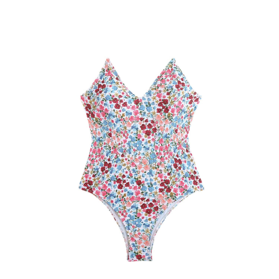 Femme Floral Print Heldragt Badedragt med Krydskuldre Stilla