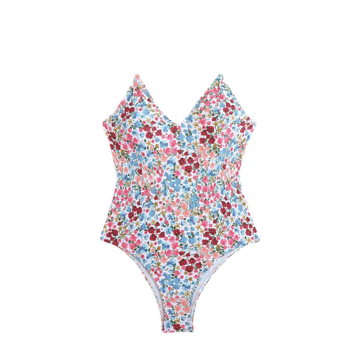 Femme Floral Print Heldragt Badedragt med Krydskuldre Stilla