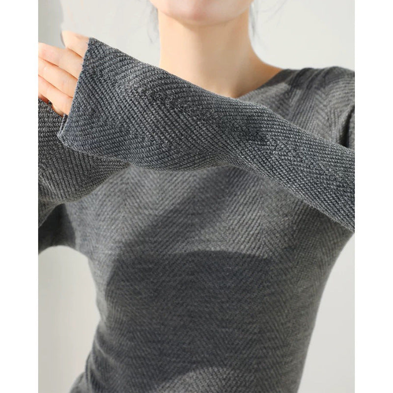 Dame Kvalitets Longsleeve Top med struktureret mønster Stilla