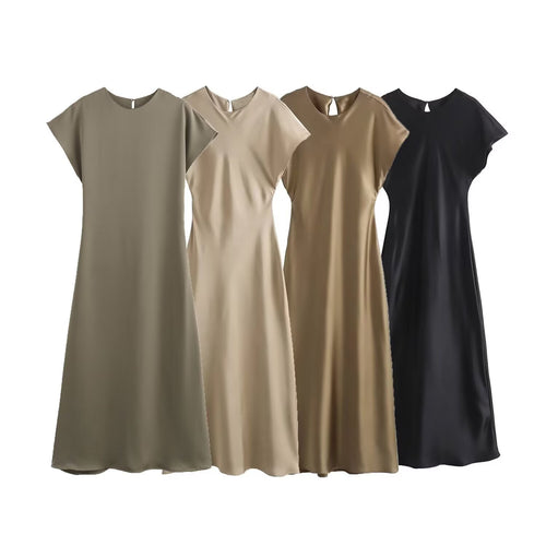 Dame elegant maxi kjole med flydende snit og moderne V-hals Skovae