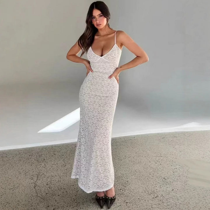 Dame Elegant Spids-Maxi-Kjole Stilla