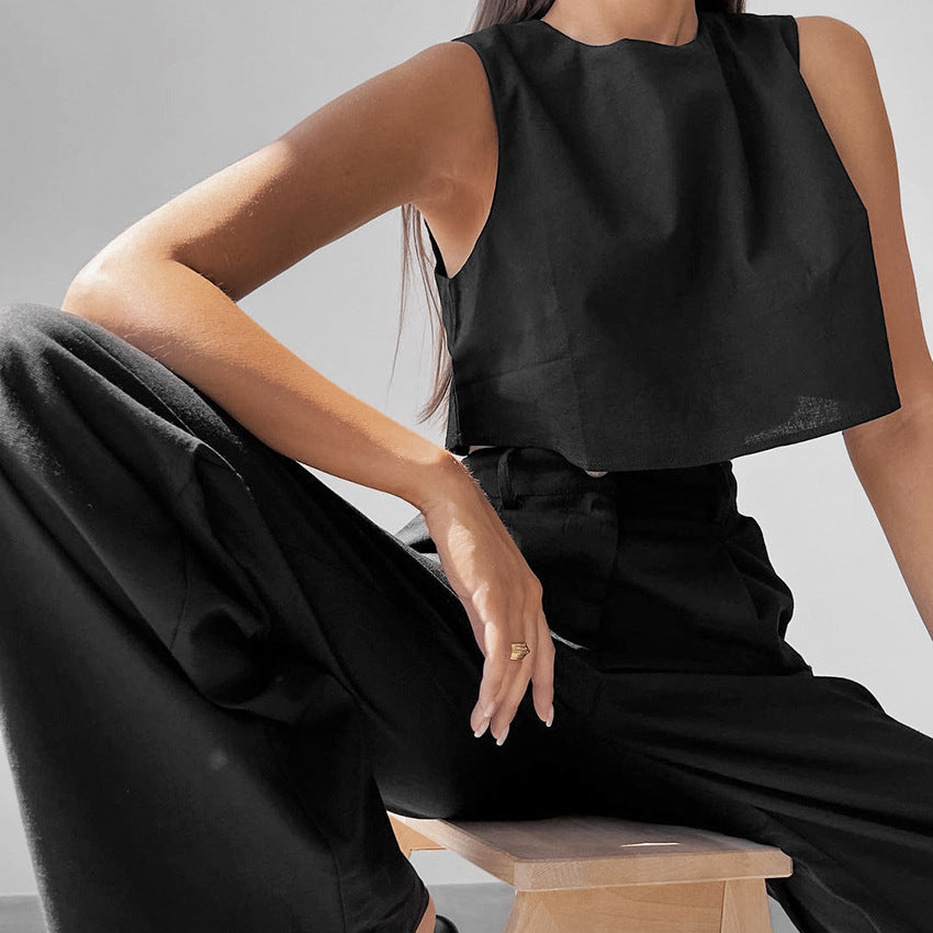 Dame moderne Crop-Top og vidt skåret bukser Stilla