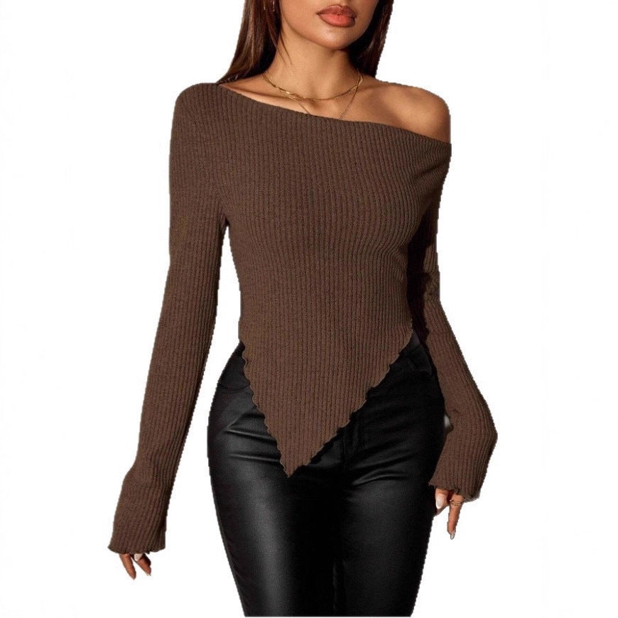 Damer Asymmetrisk Strik Sweater Stilla