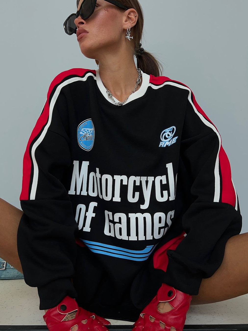 Kvindernes afslappede sweatshirt med iøjefaldende print Stilla