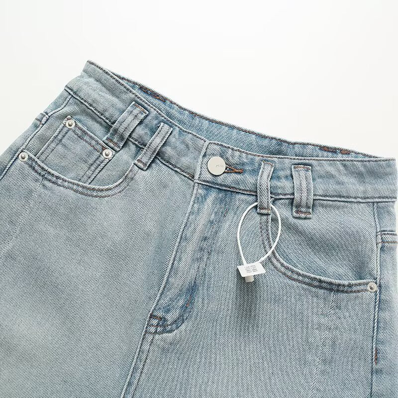 Dame løse denim-shorts med høj talje og elastisk snor Stilla