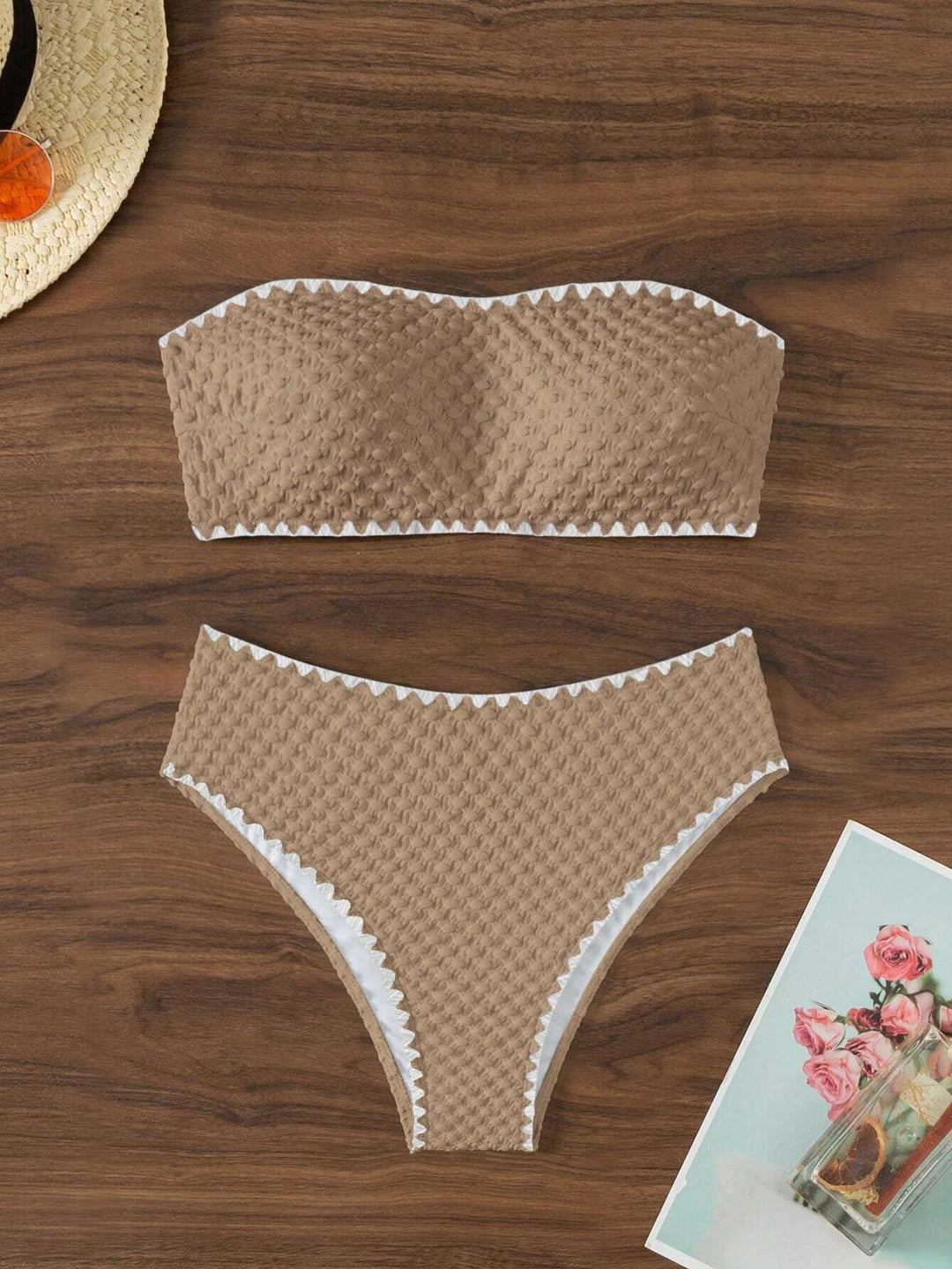 Dame bandeau-bikini med struktureret overflade Skovae