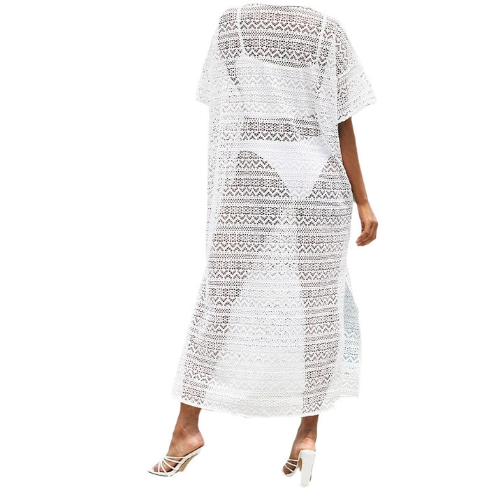 Dame Hæklet Strandkimono med elegante sidespidser og løs pasform Stilla
