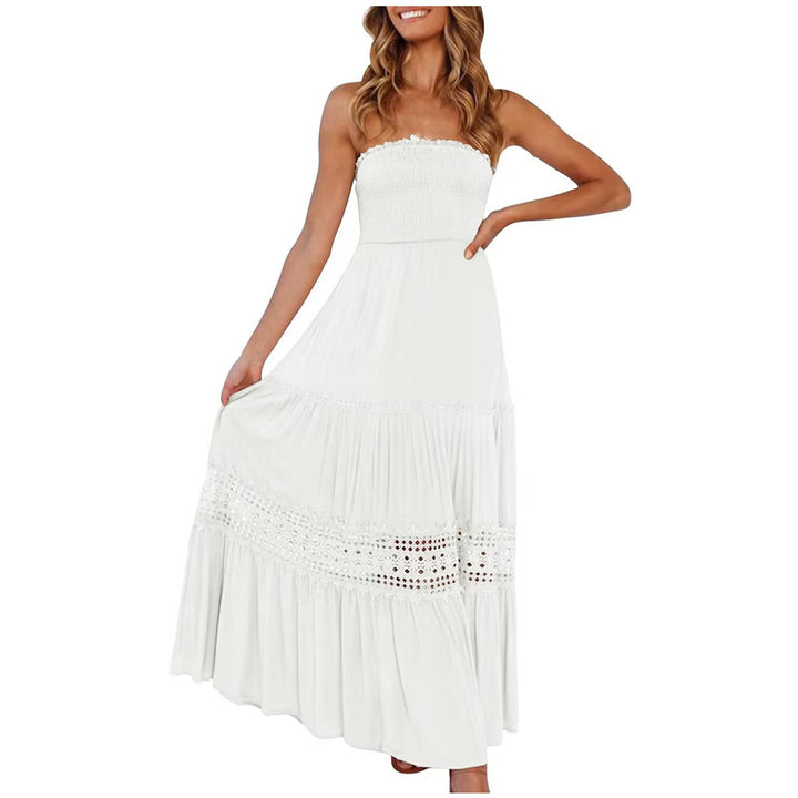 Kvinder Strapless Bohemian Maxi Kjole Stilla