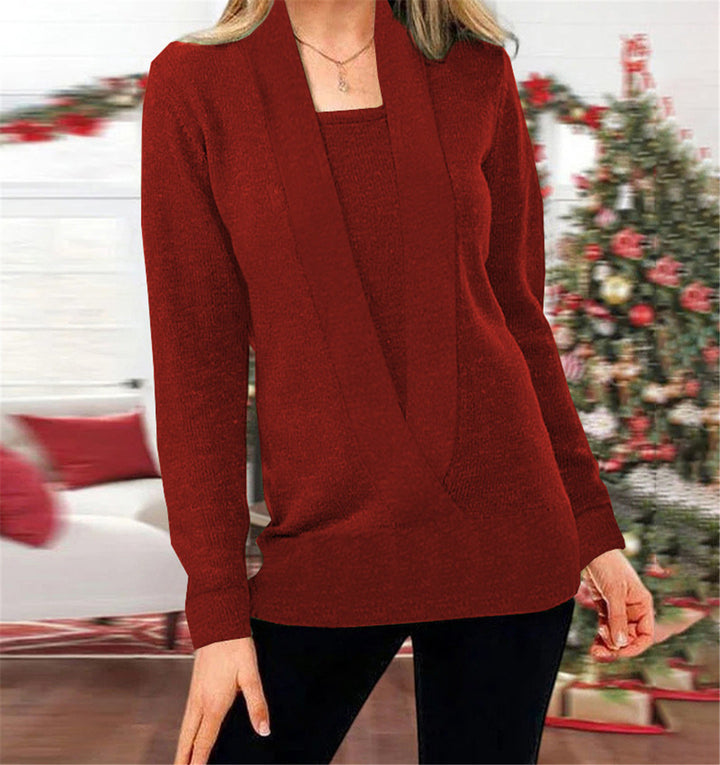 Dame elegant strikpullover med blød V-hals og stilfuld pasform Stilla