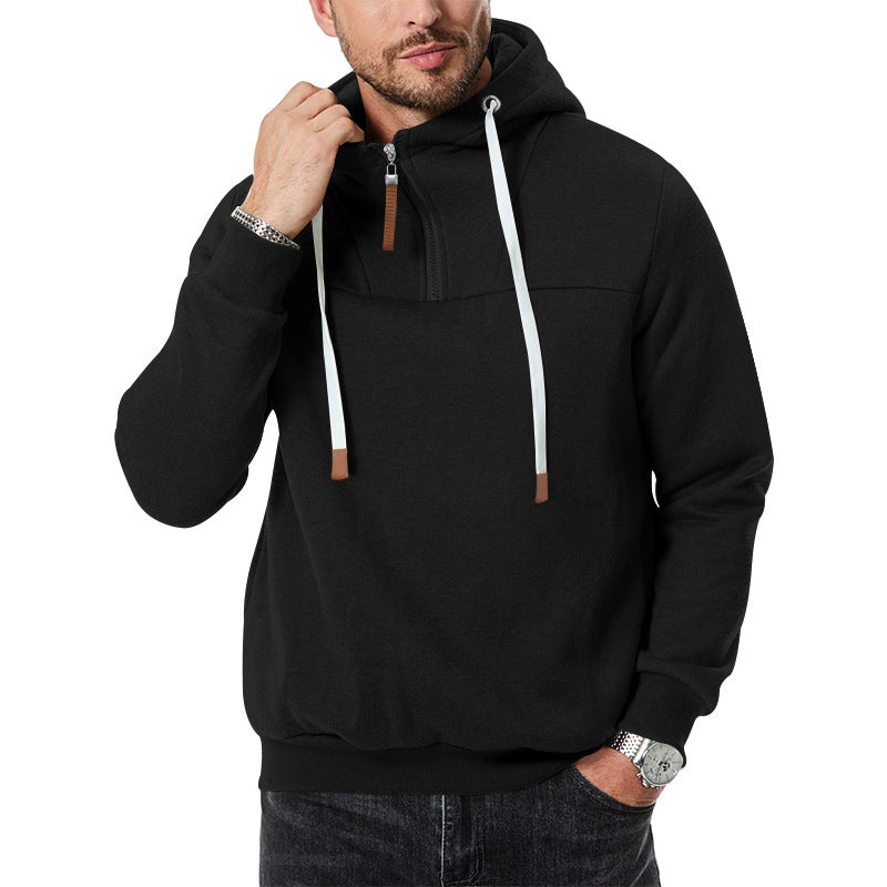 Herre hoodie med kort lynlås og blødt fleece-materiale Stilla