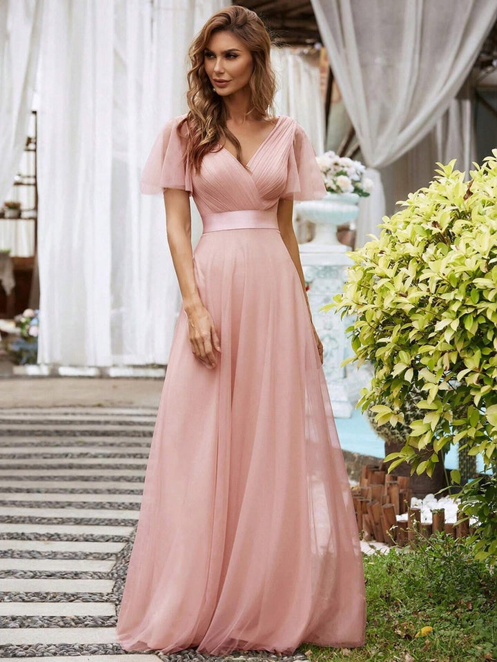 Dame Maxikjole med elegante Voile-ærmer Stilla