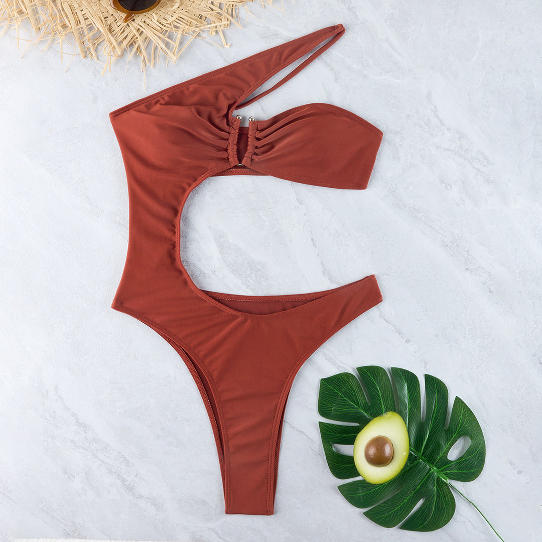 Femme Asymmetrisk Cut-Out Badedragt Sæt Stilla
