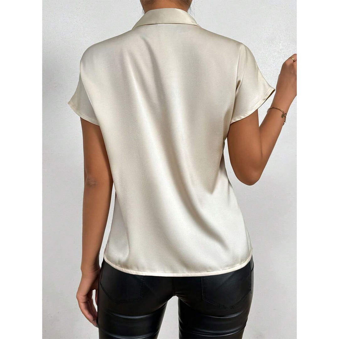 Dame Elegant Satin top med sløjfe Skovae