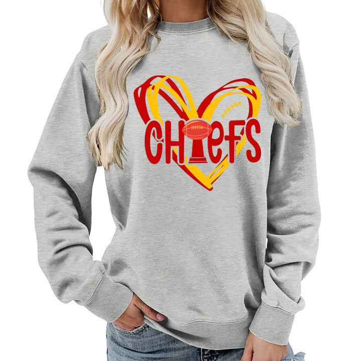 Kvinders sweatshirt med hjerte-design og kreative sportsgrafikker Stilla
