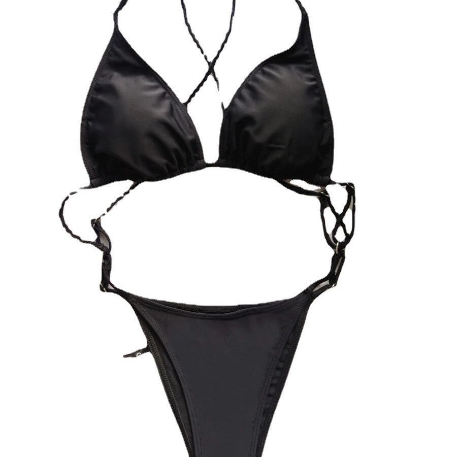 Dame triangel-bikini med justerbare stropper og raffinerede detaljer Skovae