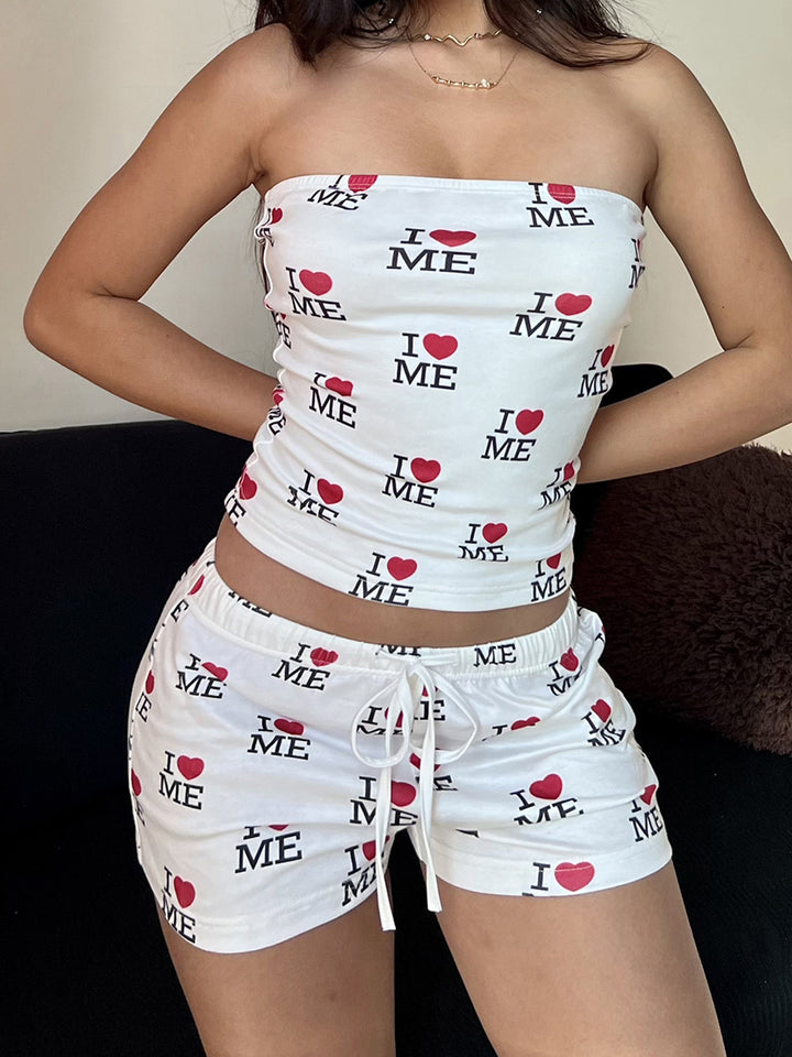 Dame Bandeau-Shirt med kreativ tekst Stilla