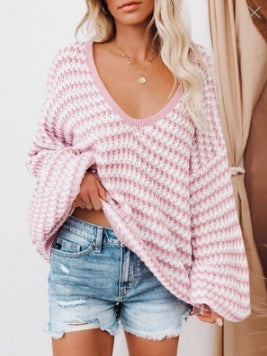 Damer casual striktrøje med en loose fit og moderne ternet mønster Stilla