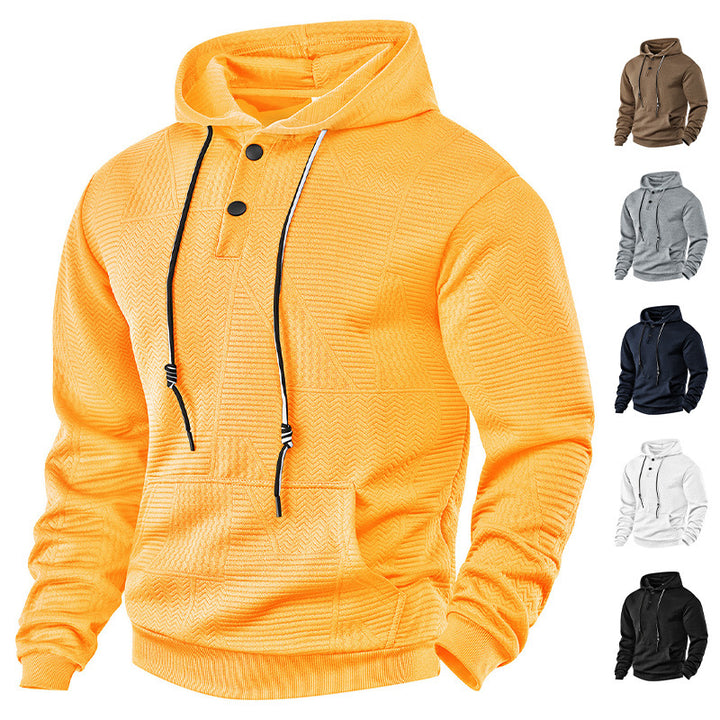 Herren nan struktureret hoodie med trykknaplukning og kængurulomme Skovae