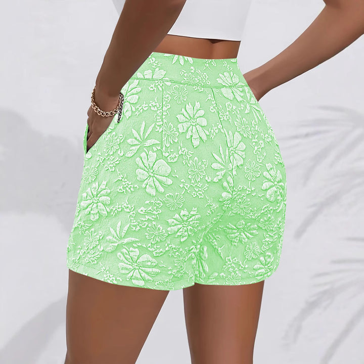 Kvinder Floral Prægning Høj Talje Shorts Stilla