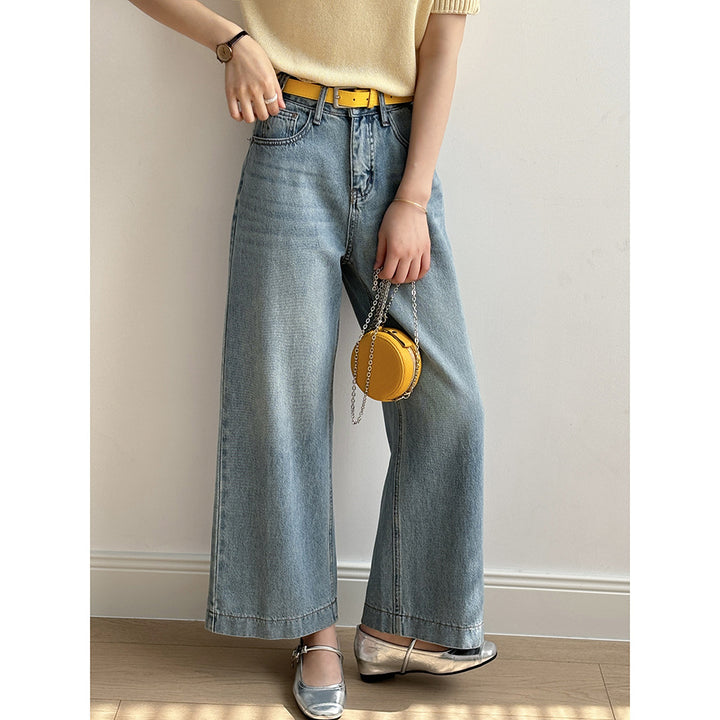 Dame brede jeans med høj talje og elegant snit Stilla
