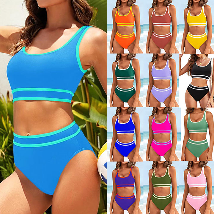 Dame bikini-sæt med høj talje og sporty design Stilla