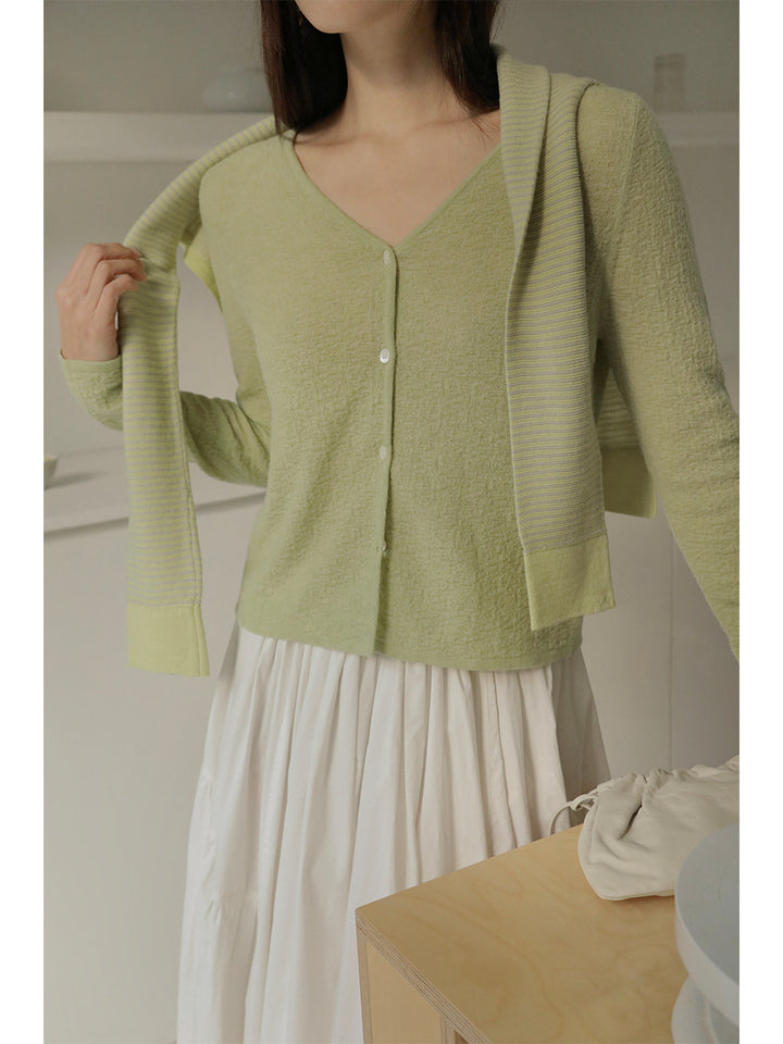Dame tidløs V-hals strik cardigan med knapper Stilla