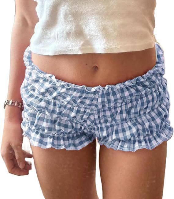 Dame Luftige Shorts med Gingham-Mønster Skovae
