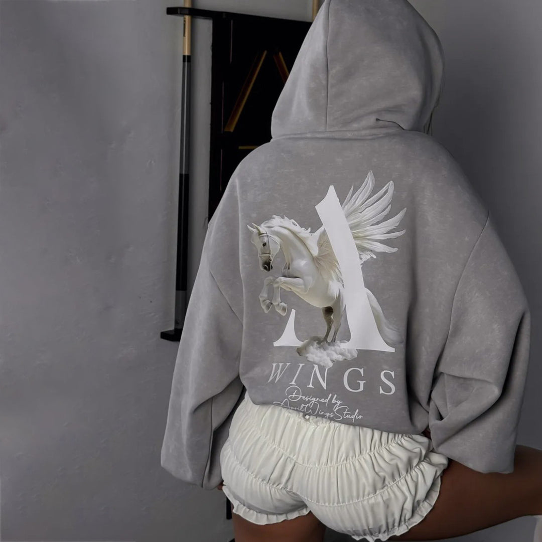Dame Urban Hoodie med unikt grafisk design Stilla