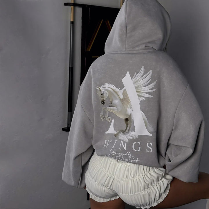 Dame Urban Hoodie med unikt grafisk design Stilla