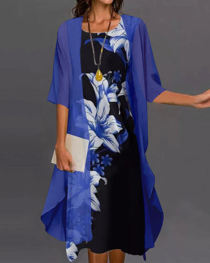 Dame Chiffon Overdel med floralt design Stilla